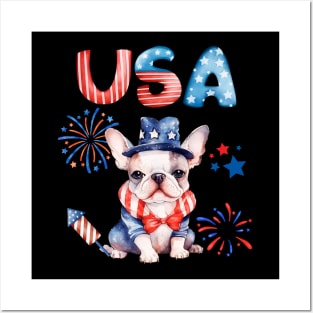 French Bulldog Frenchie 4th of July USA Posters and Art